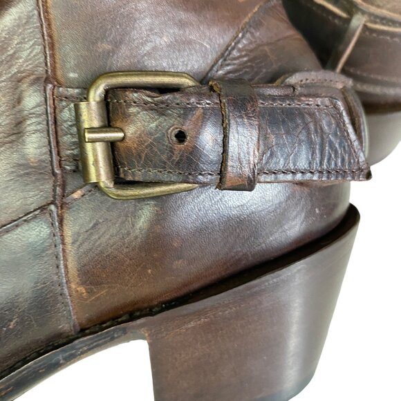 J.B. Dillon Womens 9B Brown Leather Ankle heeled Boots Zipper Adjustable Mexico - Picture 10 of 14